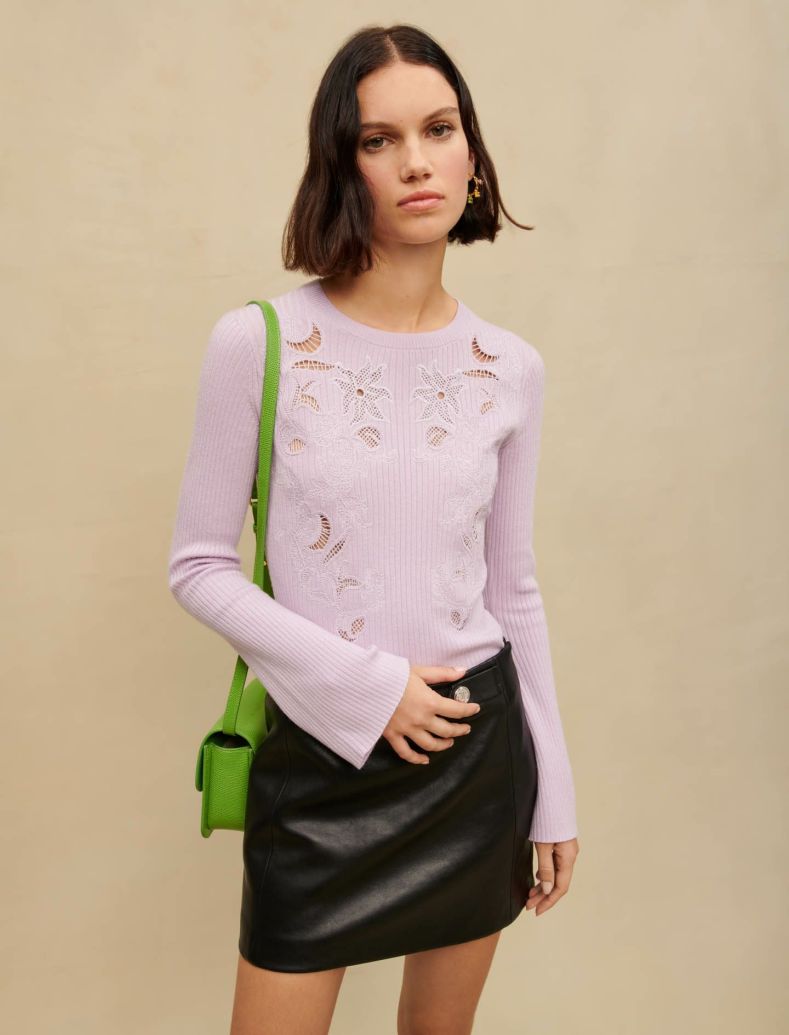 Women Maje Jumper With Openwork Motifs Purple - Bestminidress